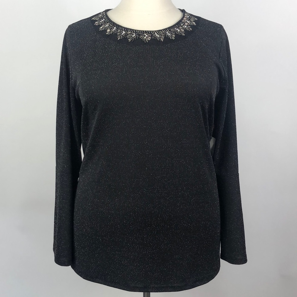 NWT Rafaella Embellished Neckline Festive Top 3X